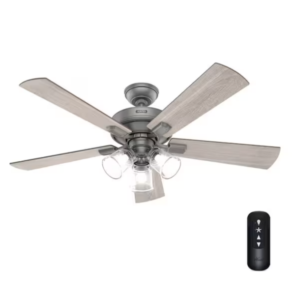 Hunter Crestfield 52 in. Matte Silver Indoor Ceiling Fan 51857